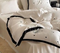 تصویر ست و نیم ست کاور لحاف(فقط کاور-بدون لحاف) دونفره تمام گلدوزی پینترستی طرح قلب-رنگبندی 