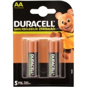 تصویر باتری قلمی شارژی 2500mAh دوراسل بسته 2 عددی 