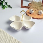 تصویر اردوخوری 4 خانه قلبی دسته طلائی 