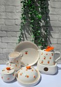 تصویر ست کامل صبحانه خوری سرامیکی | طرح پرتقالی 