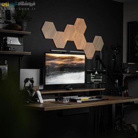 تصویر پنل روشنایی شش ضلعی هوشمند 7 تکه نانولیف طرح چوب Nanoleaf Elements Hexagons Wood Look Starter Kit (7 Panels) 