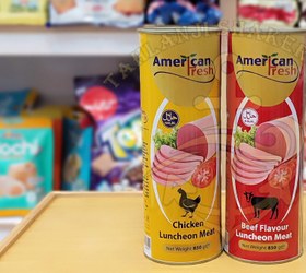 تصویر کنسرو‌کالباس گوست مرغ و گاو امریکن فرش - گوشت 