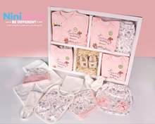 تصویر ست نوزادی کوکالو ۱۹ تکه طرح صورتی گل سایز ۰ تا ۳ ماه 