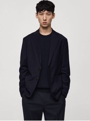 تصویر ژاکت مردانه آبی سرمه ای منگو | 77005975 اورجینال 