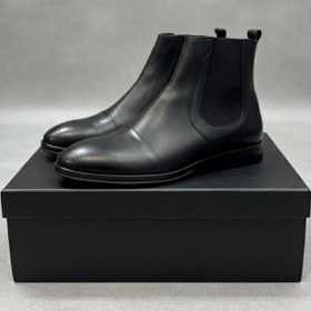 تصویر نیم بوت چرم مردانه - چرم طبیعی / مشکی / 41 
