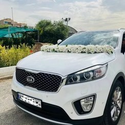 تصویر گل آرایی ماشین عروس با گل های طبیعی کد 64 