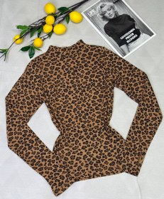 تصویر بلوز پلنگی آستین فینگری - کرم 