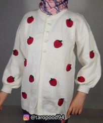 تصویر ژاکت بافتنی طرح توت فرنگی تاروپود - سایز ۴۴تا۴۸ / ۷۰ 