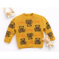 تصویر بافت طرح چاپ خرس پسرانه خردلی 