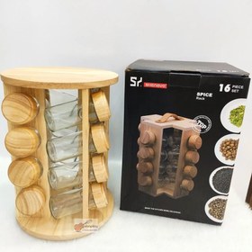 تصویر جا ادویه بامبو ۱۶تایی 16 bamboo spice racks