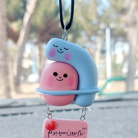 تصویر آویز خودرو بغلی آبی صورتی 