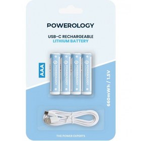 تصویر باتری قلمی شارژی با امکان شارژ مستقیم پاورولوژی USB Rechargeable AA Battery1500mAh/ 2250mWh