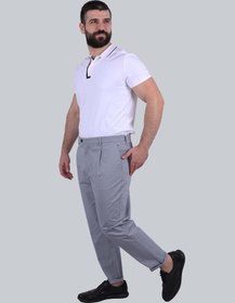 تصویر شلوار مردانه کژوال با جلوی صاف و چین‌دار در رنگ Bering Sea برند selected Men's Casual Flat Front Pleated Pant in Bering Sea