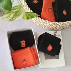 تصویر پک هدیه جوراب ساقدار زنانه سه تایی تم پرتقال 