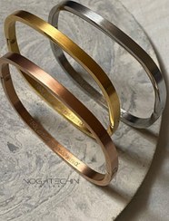 تصویر بنگَلِ یونی سکس برند کارتیِر مدل مربعی استیل رنگ ثابت Cartier unisex bangle, square model, fixed color steel