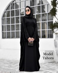 تصویر مانتو عبایی زنانه طهورا جنس کرپ سایز فری رنگ مشکی 