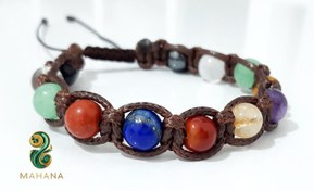 تصویر دستبند هفت چاکرا چرمی 