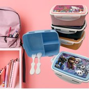 تصویر ظرف غذای سه خانه چهار قفل ظرف غذا و قمقمه فانتزی - ایمن و بدون BPA (مناسب مدرسه)