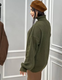 تصویر بلوز بافت یقه اسکی کرم کد 10096 