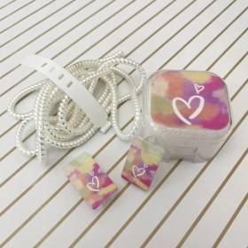 تصویر ست محافظ شارژر 5 تکه برای آیفون 20 وات طرح قلب آبرنگی کد 708 