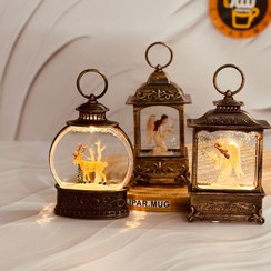 تصویر دکوری چراغدار مدل فانوس با طرح فرشته و گوزن کد 6176 