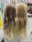 تصویر کله مانکن شینیون و بافت آمبره پرحجم زیتونی و بلوند 