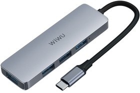 تصویر هاب تایپ سی چهار پورت یو اس بی فلزی ویوو WiWU Alpha A440 Pro Usb C Hub 4-in-1 