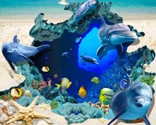 تصویر کفپوش سه بعدی طرح اقیانوس 