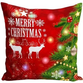 تصویر کاور کوسن چراغدار LED کریسمس با روکش مخمل وارداتی - طرح LED light up and velvet Christmas Throw Pillow Cover