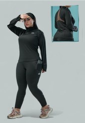 تصویر ست بلوز نیم زیپ و شلوار الو زنانه ورزشی - سایز 