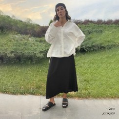 تصویر دامن سارک مشکی لینن - 144A 