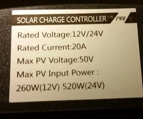 تصویر شارژ کنترلر خورشیدی 20 آمپر 12/24 ولت PWM برند PYX Solar 