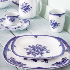 تصویر سرویس چینی زرین 12 نفره کامل فلورانس (98 پارچه) Zarin Iran Quattro Florence 98 Pieces Porcelain Dinnerware Set