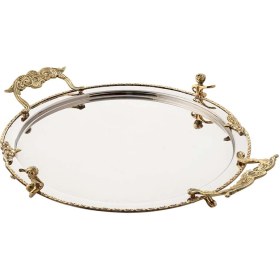 تصویر سینی گرد استیل و برنج دیانا 