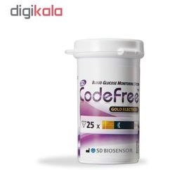 تصویر نوار تست قند خون کد فری بسته ۵۰ عددی انقضا ۲۰۲۶ SD Biosensor CodeFree Test Strip