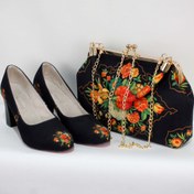 تصویر ست کیف نوستالژی و کفش پاشنه دار کد 3 