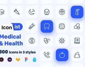 تصویر دانلود آیکون و پروژه فیگما Iconist - 300 Medical and Health icons 