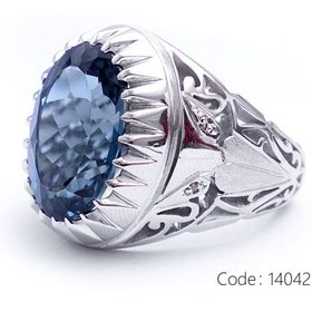 تصویر انگشتر نقره مردانه توپاز لندن – کد 14042 