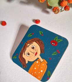 تصویر اکسسوری چوبی نقاشی کورالین - زیرلیوانی 