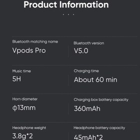 تصویر هدفون بلوتوثی ساخت تایوان ویدوی Vidvie Vpods Pro 