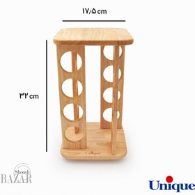 تصویر ست جا ادویه 16 تایی گردان مربع چوبی یونیک کد 6112 