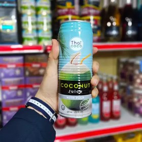 تصویر آب نارگیل تای کوکو thai coco تایلندی 520 میلی لیتر باکس 24 عددی Thaicoco Coconut Water CAN 520 ml