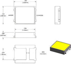 تصویر SMD LED پکیج 2835 سفید طبیعی 3V 0.2W 20-22LM مارک CHANGFANG 