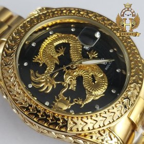 تصویر ساعت مچی مردانه رولکس دراگون طلایی صفحه مشگی ROLEX DRAGON 1276 
