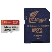 تصویر کارت حافظه micro SD ویکومن مدل Extra 600x با ظرفیت 64 گیگابایت، کلاس 10 Wiccoman Extra 600x micro SD memory card with a capacity of 64 GB, class 10