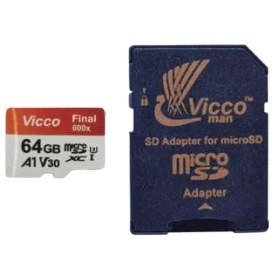 تصویر کارت حافظه micro SD ویکومن مدل Extra 600x با ظرفیت 64 گیگابایت، کلاس 10 Wiccoman Extra 600x micro SD memory card with a capacity of 64 GB, class 10