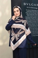 تصویر روسری نخی طرح پایپون سرمه ای کد C24430 