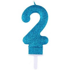 تصویر شمع تولد عدد دو اکلیلی آبی 