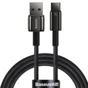تصویر کابل تبدیل USB به USB-C بیسوس مدل Tungsten Gold 100W طول 1 متر 