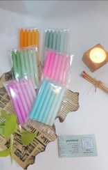 تصویر شمع قلمی یا شمع مدادی رنگی مناسب برای تولد و مراسمات - آبی Colored Taper Birthday Candles – Celebration Collection